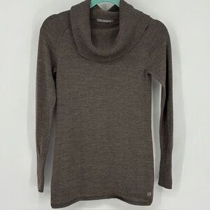 Smartwool Taupe brown Cowl Neck wool Sweater tunic pullover cozy warm